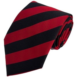 Great British Tie Club Men's Adult Block Stripe School Style Ties (Red & Black)