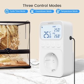 Inkbird ITC-C216T Thermostat Socket, Temperature Controller with Sensor, Temperature Controller with Timer Heating Cooling LCD Screen, for Fridge, Reptile