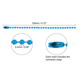 MECCANIXITY 20Pcs 5 Inch 12cm Ball Bead Chain, Metal Ball Chain with Connectors for Hanging Ornament Jewelry Necklace Dog Tag Keychain Christmas Decoration,Sky Blue