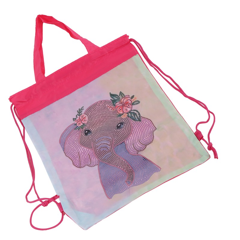Backpack Bag WearResistant Large Capacity Rhinestones Painting with Drawstring Home