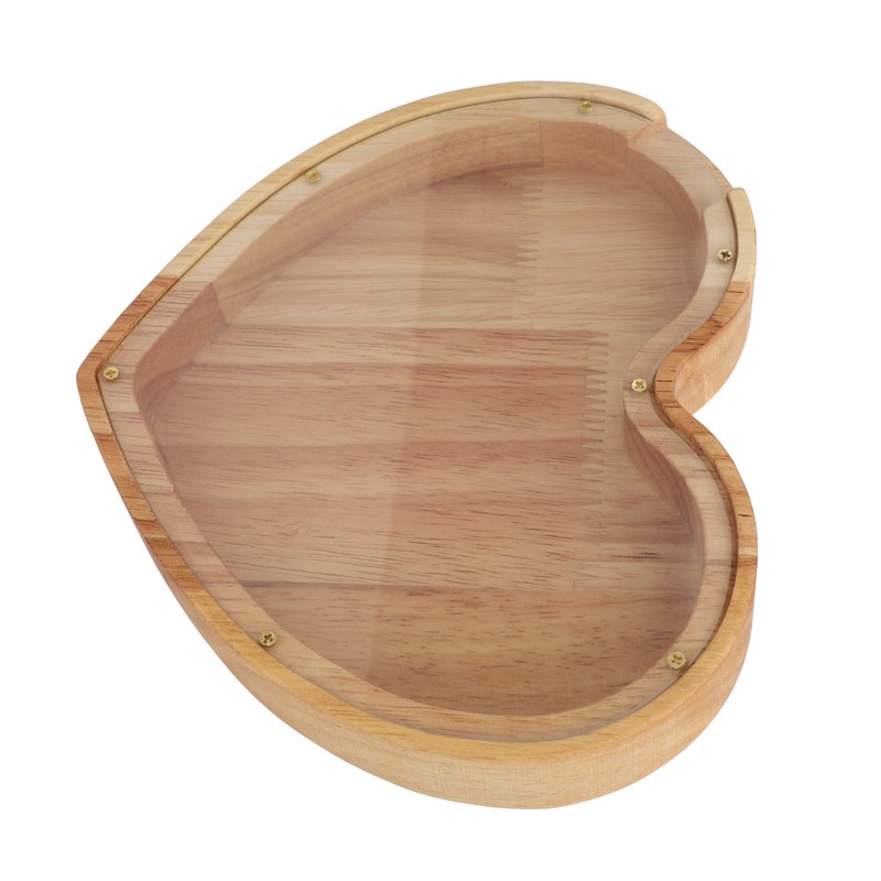 Heart Shaped Storage Box Transparent Acrylic Panel Wooden Display Case