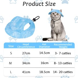 Srvillg Dog Baseball Cap, Summer Pet Sun Protection Hat, Adjustable Canvas Visor Cap with Ear Holes for Small Medium Large Dogs (Blue, S)