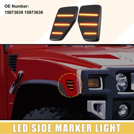 A ABSOPRO LED Side Marker Light 15873639 Front Driver Passenger Turn Signal Lights Fender Sidemarker Lamps for Hummer H3 Black Lens Amber LED Light 1 Pair
