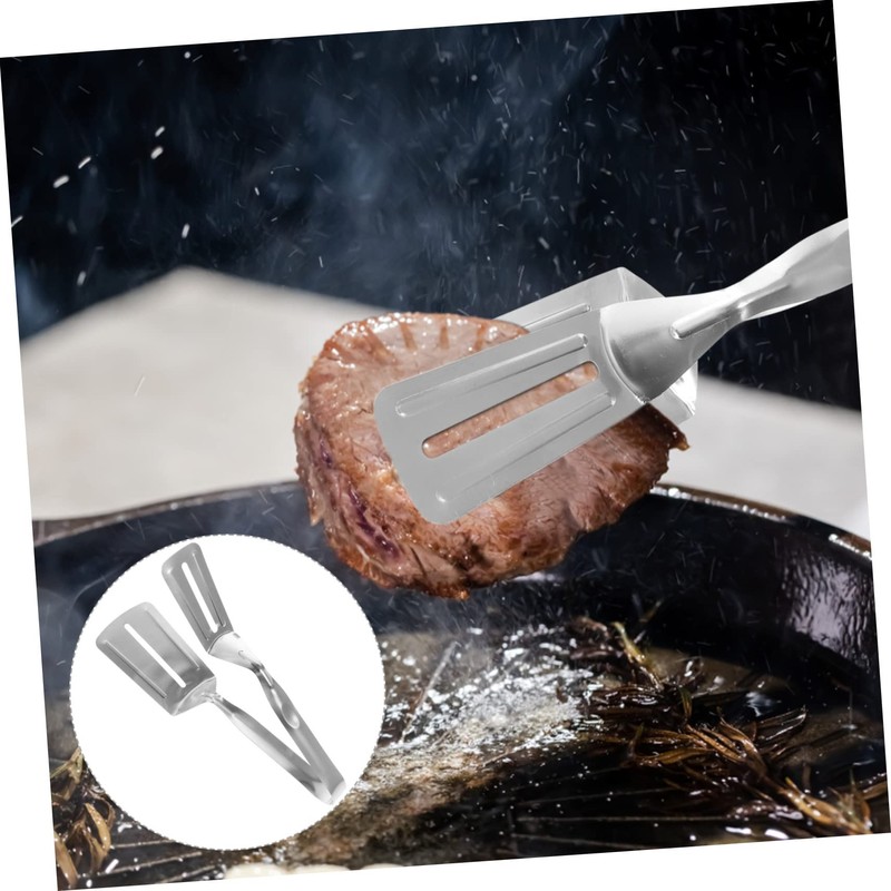 BIUDECO Cooking Gadgets Metal Spatula Stainless Steel Tong for Steak