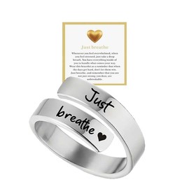 EDWTG I Fcking Love You Ring for Women Stainless Steel Promise Rings Spiral Love Ring Just Breath Ring Gifts Jewelry (just)