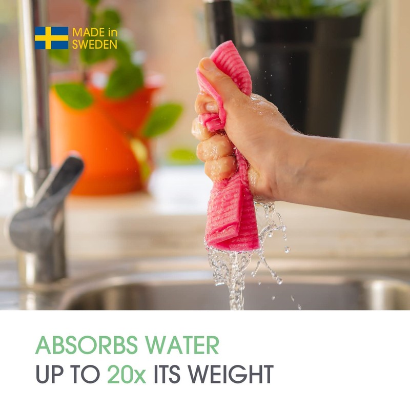 The EcoGurus Swedish Dishcloths for Kitchen, Highly Absorbent Natural Swedish