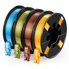 ENTINA 4 Colors Silk Shiny 3D Printer Filament Bundle, PLA Filament 1.75 mm for 3D Printers, Dimensional Accuracy +/- 0.02 mm, 200g x 4 Spools Set