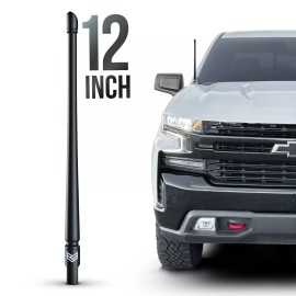 Ronin Factory SHORT ANTENNA for CHEVY SILVERADO GMC SIERRA TRUCKS 12 INCH FLEXIBLE ANTI THEFT