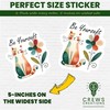Be Yourself Cat Sticker - Whimsical Floral Design Inspirational Stickers