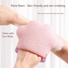 ALYAN Cat Paw Shaped Facial Cleansing Sponge, Pink and Purple, Soft Polyurethane, Deep Cleaning Makeup Remover, Body Scrubbing Tool, 2 Count