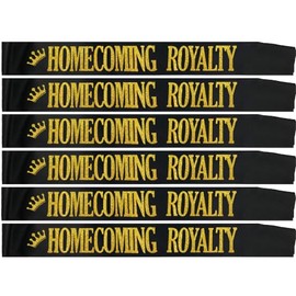 Ashaqshnglee Homecoming Royalty Sashes Bulk, 6 Pack Gold Glitter Letter Sashes for Pageants Homecoming Party School Dance Graduation Party Favors Decorations Accessories,Black