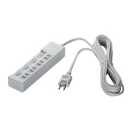 Buffalo BUFFALO BSTAPSW2450WH 2-Pin Power Strip 4-Outlet Individual Switch 5m White