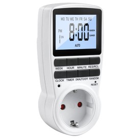 Digital Timer Switch, 24 Hour Week Timer Socket, Lighting Timer Socket Plug with 16 Timer Programmes, LCD Plug Timer Switch Weekly Timer Switch with Burglary Protection