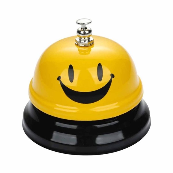 Table Bell, Loud Hand Bell, Table Bell, Food Bell, Service Bell, Metal Reception Bell with Clear Sound, for Kitchen, Restaurant, Bar and Classic Use (Yellow)