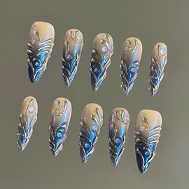 NailVesta DreamWear Collection – 100% Handcrafted 3D Press-On Nails | Reusable, Long-Lasting, Salon-Quality:_Stellar Capricorn_L