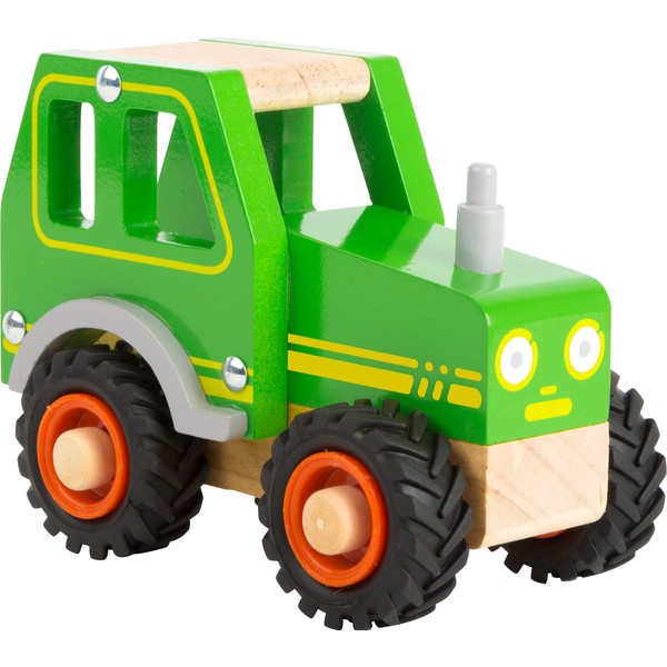 Small Foot 11078 Tractor Made of Wood for Children 18 Months and Older, FSC 100%-Certified, Also Suitable for Outdoor Play Traktor Toy, Green