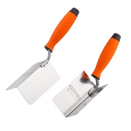 Mivos 2 x Corner Trowel Rustproof 120 x 60 mm - Inner Corner Trowel and Outer Corner Trowel Made of Stainless Steel - Inside and Outside Edge Trowel with Soft Grip - Corner Spatula Made in EU