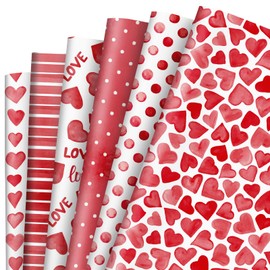 Whaline Whaline 90 Sheets Valentine's Day Tissue Paper Red Hearts Love Dots Gift Wrapping Paper Watercolor Sweet Love Decorative Art Paper for Wedding Anniversary Birthday DIY Crafts Gifts Decor Supplies