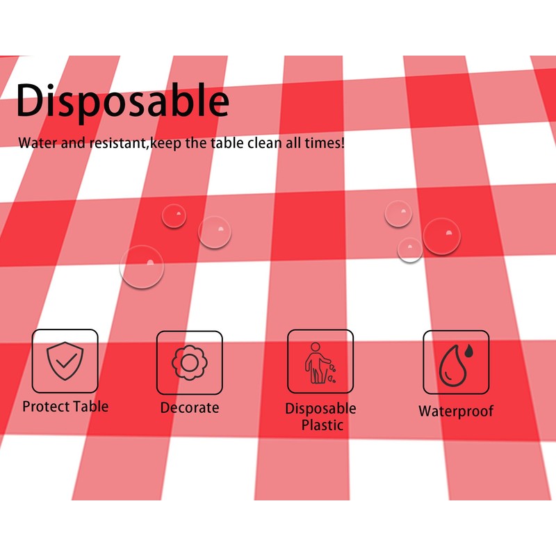 sunepany 2 Pcs Red Gingham Tablecloth 54 × 108 Inches