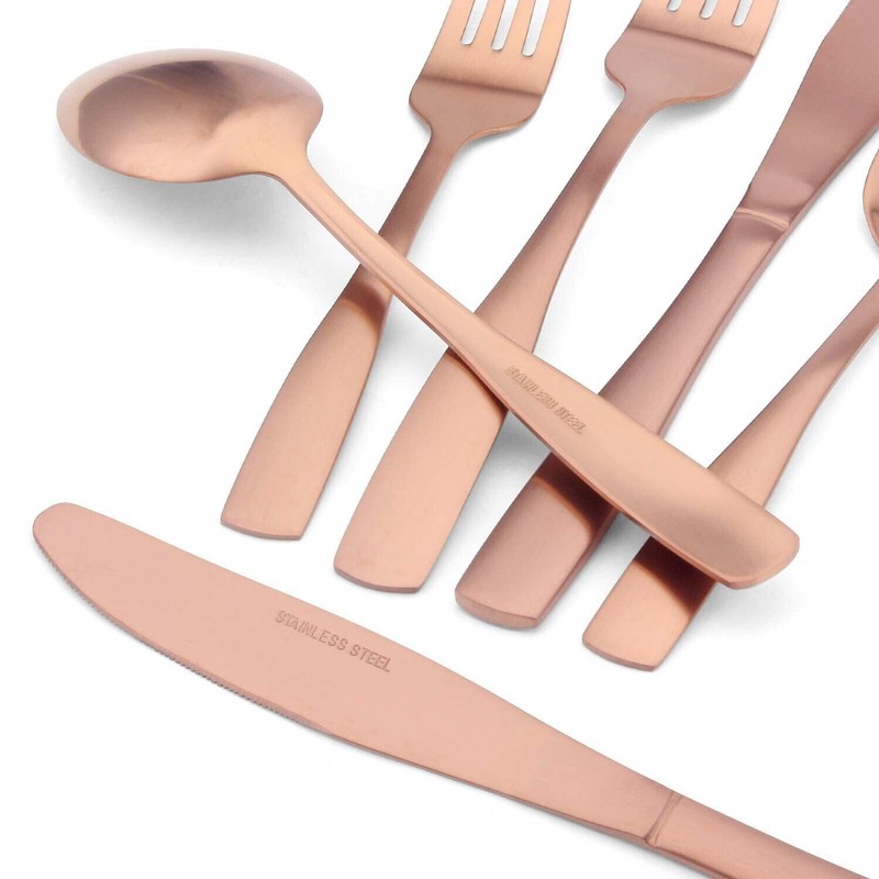 O.C.E. Matte Rose Gold Silverware Set, 20-Piece Stainless Steel Flatware