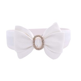 TeeYee Damen Mädchen Große Schleife Schnalle Verstellbare Elastische Breite Gürtel (One size, weiß)