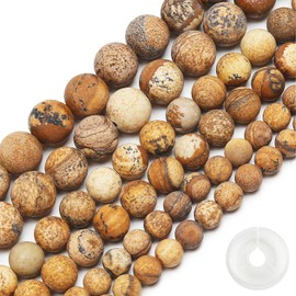Cuentas de jaspe mate natural de 8 mm, piedras preciosas redondas esmeriladas sin pulir para hacer pulseras, collares, joyas, energía piedra curativa con cordón elástico