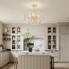 ANJIADENGSHI Crystal Chandelier Ceiling Light, Modern Semi Flush Mount Ceiling