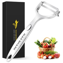 MAD SHARK Ultra Sharp Peeler for the Kitchen - 10 Years Rustproof Stainless Steel Potato Peeler Simple Y Peeler with Durable, Non-Slip and Ergonomic Handles for Carrots (Silver)