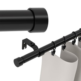 Curtain Rods Extra Long 200 inches, Heavy Duty Curtain Rod for Windows 120-200 inch, 1-inch Drapery Rod for Outdoor Patio, Sliding Door, Living Room, Bedroom, Black Adjustable Curtain Pole 10-16.5ft