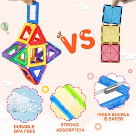 Magnetische Bausteine 48PCS Kinder Magnetbausteine Spielzeug ab 3 4 5 6 Jahre alte Mädchen Junge, Magnetspiel Lernspiele Kinderspielzeug für Kinder im Alter von 3-6, Weihnachten Geburtstagsgeschenke