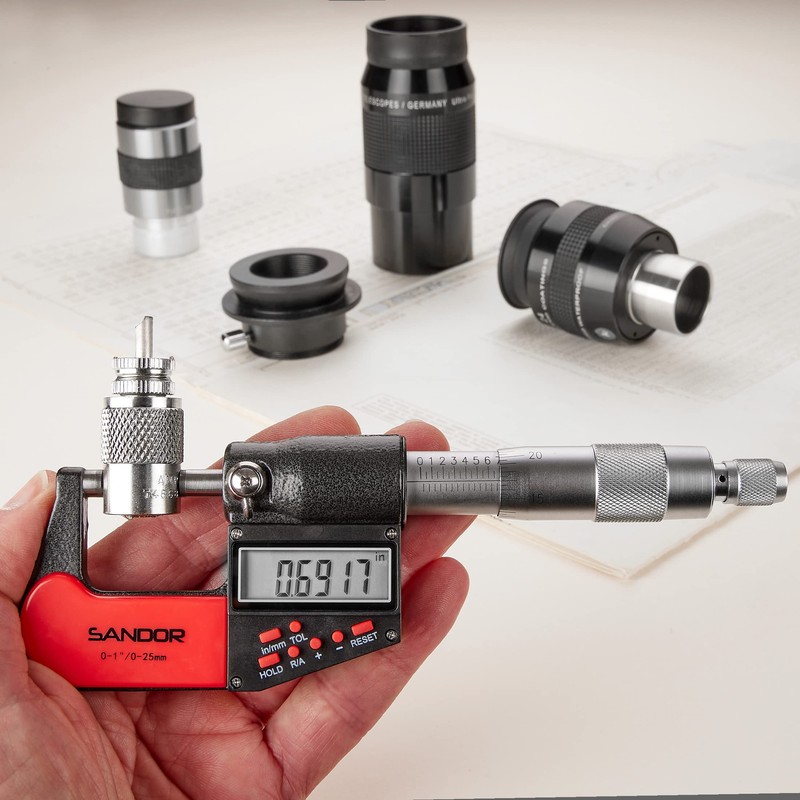 Micrómetro exterior digital profesional con punta de carburo 0-1"/0-25mm Rango