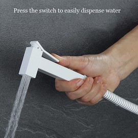 JMXD White Toilet Bathroom Bidet Set Cold Water Bidet Hand Shower Sprayer High Pressure Bidet Toilet Sprayer Brass Square Hand Bidet Sprayer Wall Mount Cloth Nappy Sprayer, A Type