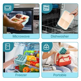 vitutech Bento Box für Kinder Erwachsene,1400ml Bento Box Auslaufsicher mit 3 FäChern und Besteck, Vesperdose Geeignet für Mikrowellen und Spülmaschinen, Schule Arbeit Picknick Reisen (Blau)