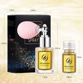 Oranllow Holographic Body Glitter Spray - Shimmering Hair, Face & Body Sparkle for Festivals, Clothes, Nail Art Crafts Design & Special Events Makeup (Gold)