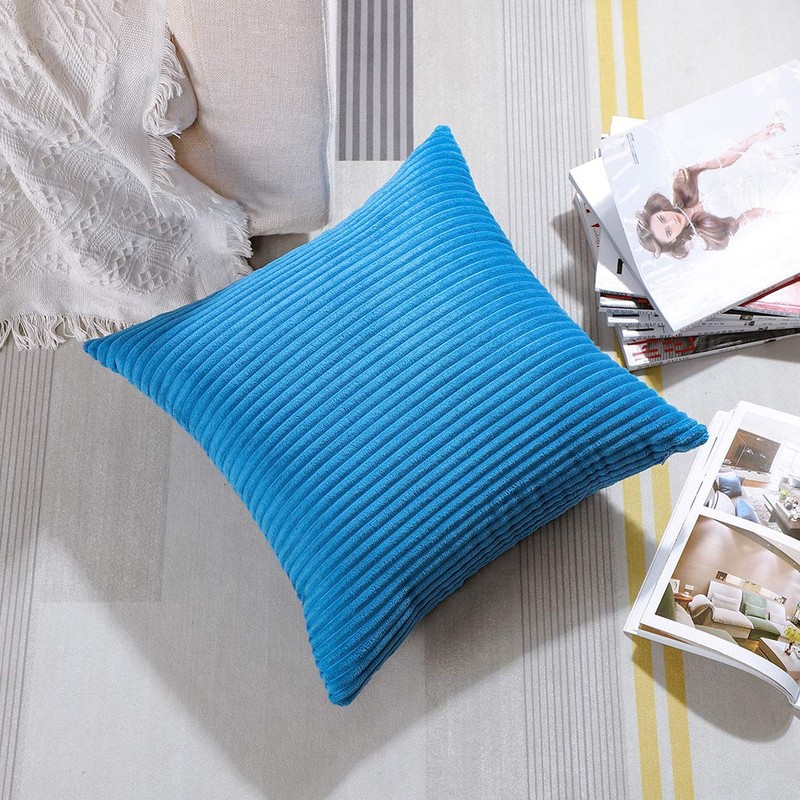 Artscope Cozy Striped Corduroy Pillow Covers Super Soft Decorative Square