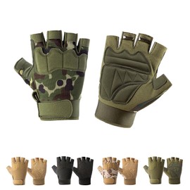 CubePlug Mens Breathable Padded Fingerless Motorcycle Gloves Half Finger Gloves for Cycling Hiking Climbing Outdoor Sports (Camo Green, S)