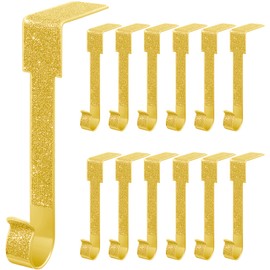 Tandefio 12 Pack Christmas Stocking Holder for Mantel Glitter Christmas Stocking Hooks Shinging Christmas Stocking Hanger Grip Mantel Clip Hooks for Christmas Party Decorations(Gold)