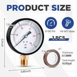 Ninehaoou 1 Well Pump Pressure Switch 40-60 Psi Pressure Setting 1 Pcs 1/4" NPT Gauge and a Roll Tape for Electric Well Pumps Jet Submersible Reciprocating Pumps