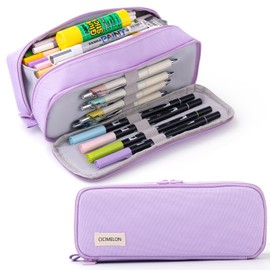 CICIMELON Pencil Case, Large Capacity Pen Pouch with Zippered Bag Organizer for School Girls Adults, Purple