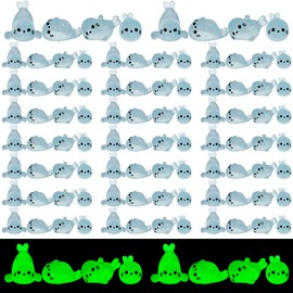 FLOMO—YDQ 100Pcs Glow in The Dark Mini Seal Figurines, Cute Luminous Resin Sea Animal Decorations for DIY Crafts, Fairy Garden, Aquarium, and Home Decoration
