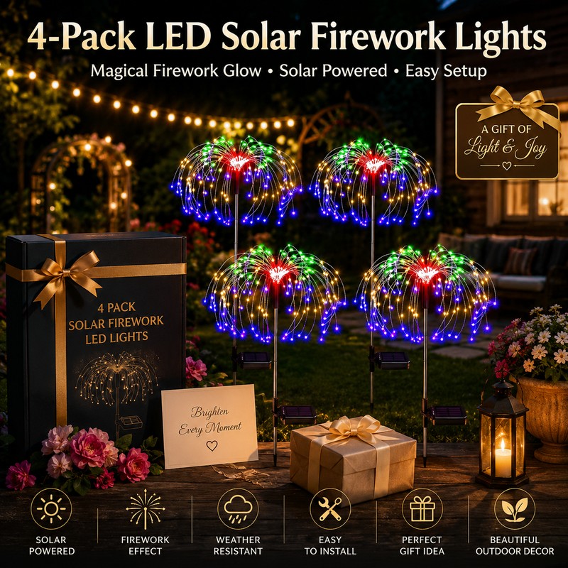 Solar Firework Garden Lights for Outdoor Decor – Waterproof Dandelion