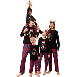 Rnxrbb 2025 Matching Family Christmas Pajamas Holiday Family Christmas Pjs Set Sleepwear Xmas Jammies Men Women Kids Couples,Black EIF CREW-Men-3XL