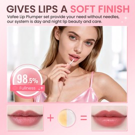 DEROL Lip Plumper by Vafee, Natural Lip Plumper and Lip Care Serum, Lip Enhancer for Fuller, Lip Mask, Beautiful Fuller, Hydrating & Reduce Fine Lines 5.5ML (Day& Night)