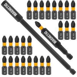 LOZAGU 27-Piece 25mm PZ2 Screwdriver Impact Bits Set with Magnetic 60mm and 152mm Professional Impact Bit Holders