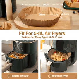 SUBEEN Hot Air Fryer Baking Paper, Pack of 100 Baking Paper for 16 cm Hot Air Fryer, Hot Air Fryer, Baking Paper for 3-5 L Hot Air Fryer (16 x 4.5 cm Square)