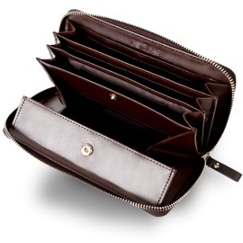 Morina Cowhide Long Wallet, Zips Around, Garcons Wallet, Wide Opening, Coin Compartment, Men's, Women's - -