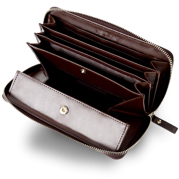 Morina Cowhide Long Wallet, Zips Around, Garcons Wallet, Wide Opening,