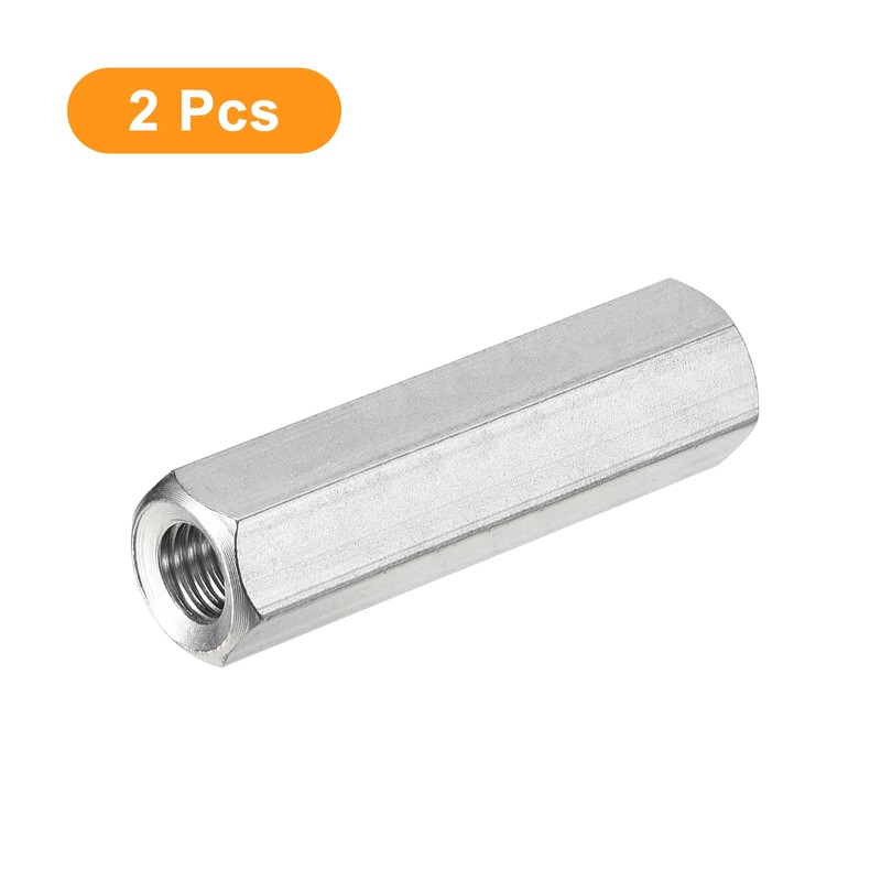sourcing map M8 x 1.25-Pitch 50mm Length Coupling Nuts, 2pcs