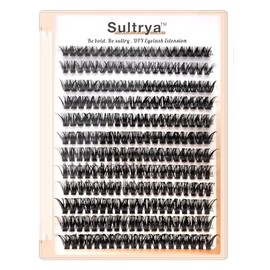 Sultrya Lash Clusters 12-Row 9-16mm Volume Lashes 30D-80D Options 240pcs False Eyelashes DIY Eyelash Extensions for Dense Volume Look Black (60D)