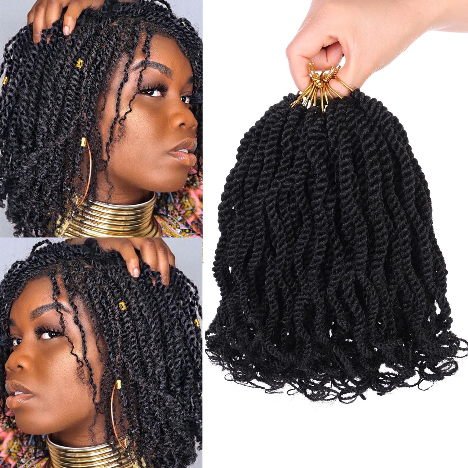 Leeven 8 Packs Senegalese Twist Crochet Hair with Curly Ends, 8
